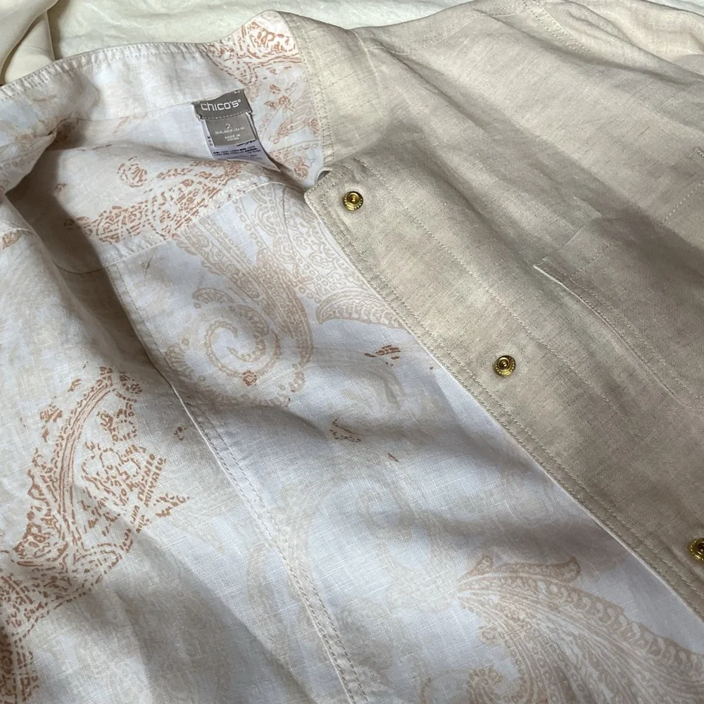 Chico’s Reversible Linen Jacket, New, 2/L - Picture 6 of 7